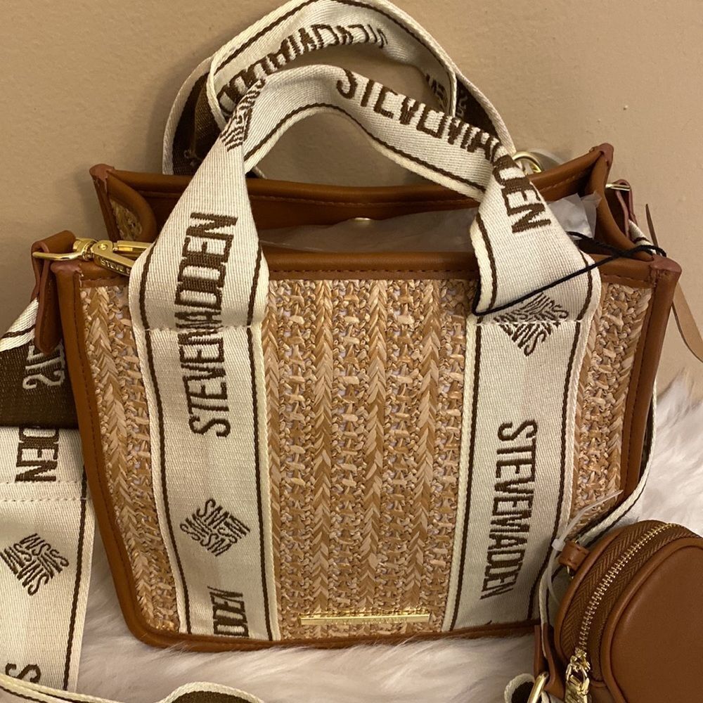 NWT Steve Madden (Bwebber)Satchel/Crossbody/Canvas Viral Tiktok Bag - Tweed - Picture 9 of 14